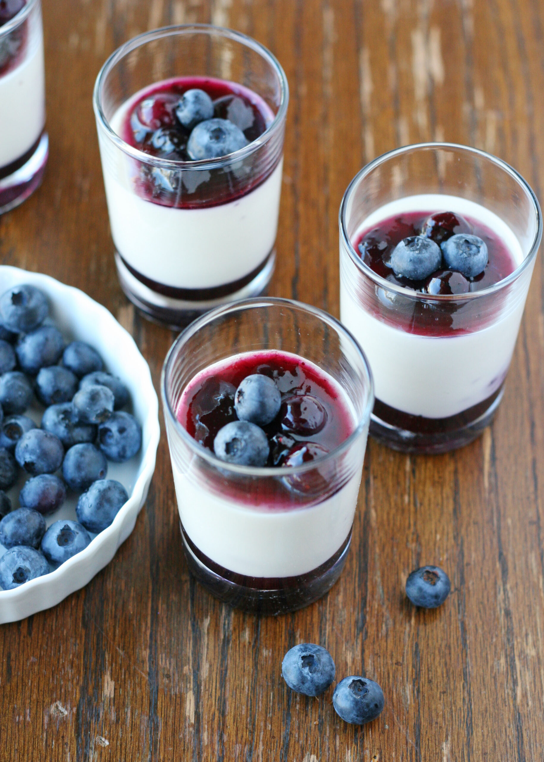 Yogurt Panna Cotta with Blueberry Sauce - Glorious Treats