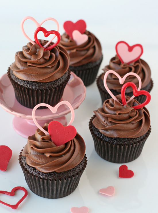 Chocolate Valentine's Heart Cupcakes - Glorious Treats