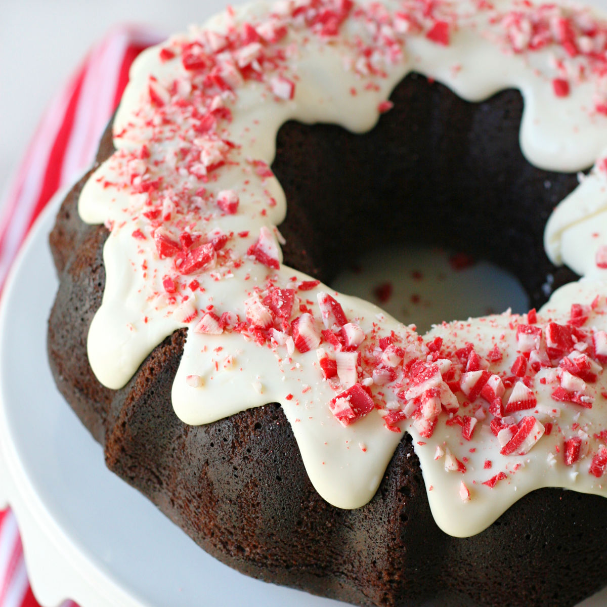 Christmas Chocolate Bundt Cake with Chocolate Frosting - Arina Photography